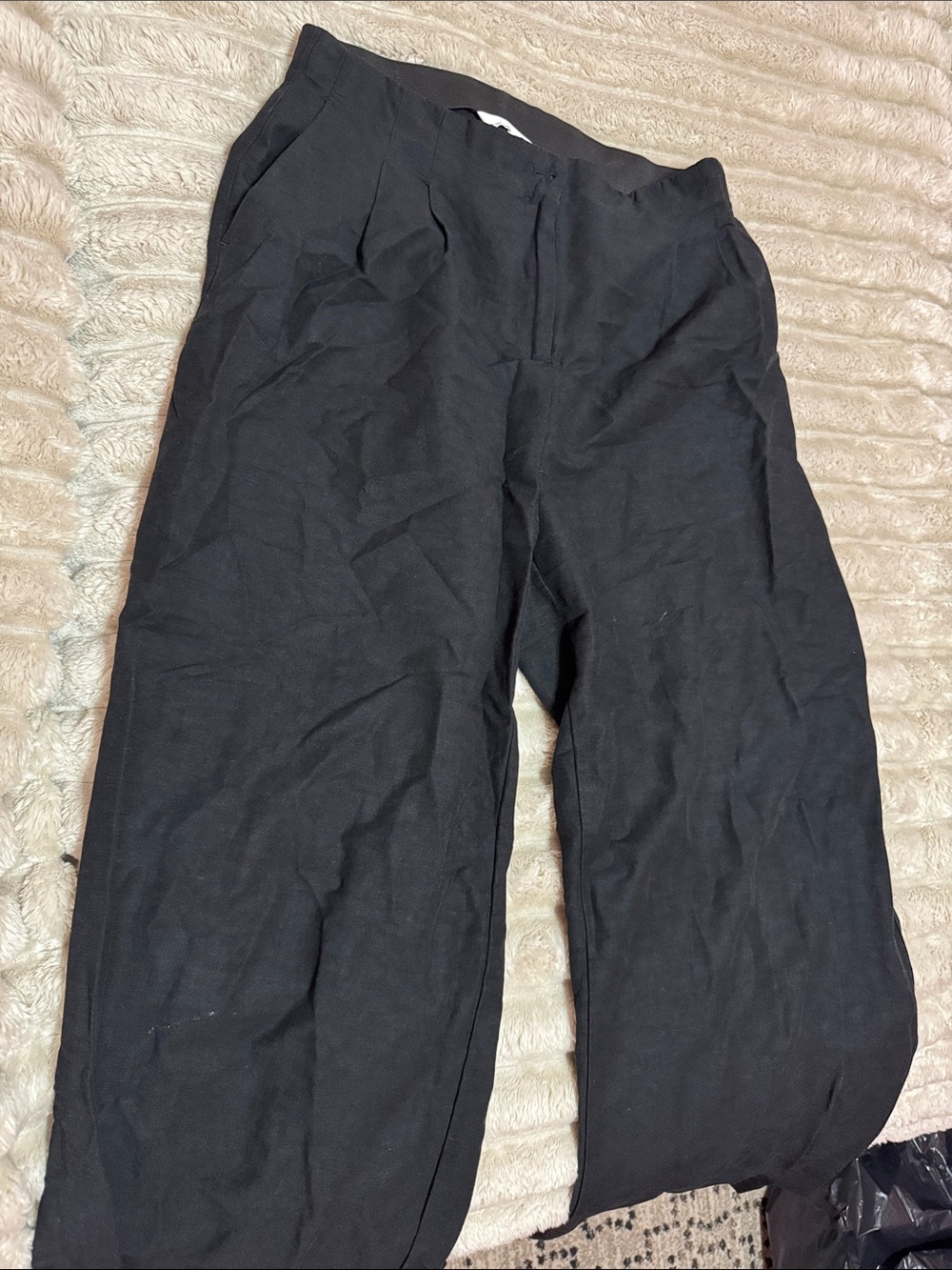 H&M Black Wide Leg Linen Women's Pants